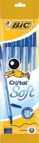 Bic Στυλό Cristal Soft Μπλε-4Τμχ (918527)