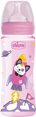 Chicco Μπιμπερό Πλαστικό Well Being Ροζ 330ml Θηλή Σιλικόνης 4M+ (A60-28637-10)