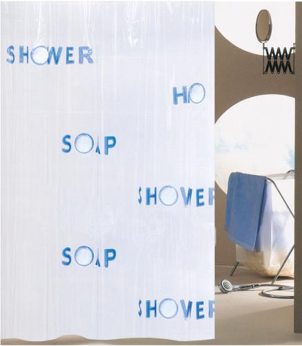Κουρτίνα Μπάνιου Πλαστική (180x180) Με Κρίκους San Lorentzo Clear Letter