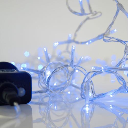 Χριστουγεννιάτικα Λαμπάκια 100Led Σε Σειρά 7.9μ Μπλε Με 8 Προγράμματα Eurolamp 600-11563