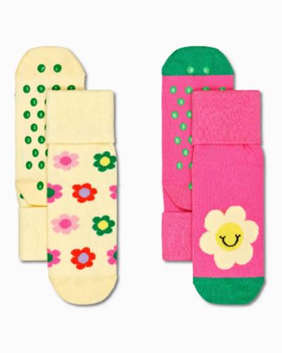 Παιδικές Κάλτσες Happy Socks 2 Ζευγάρια - Kids Smiley Daisy Anti-Slip