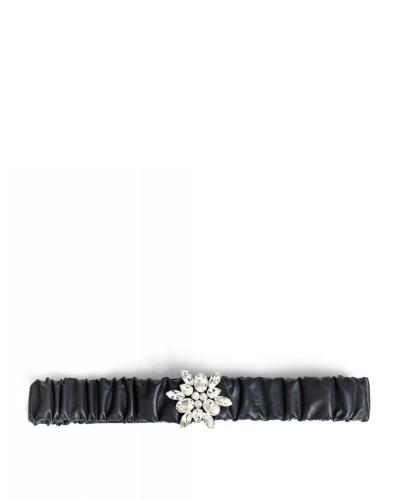 Access - 4033 Faux leather elastic belt with rhinestone buckle