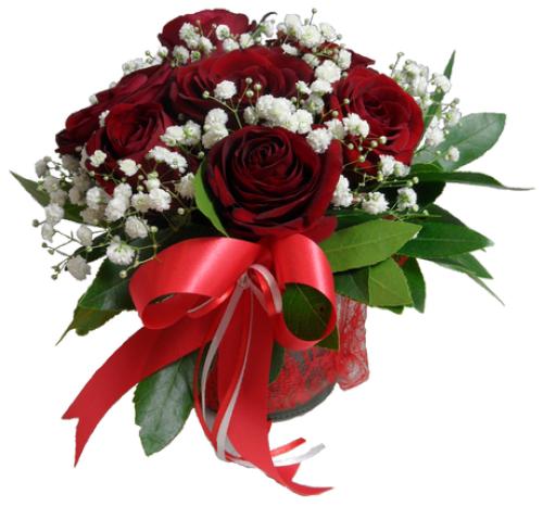 Γλυκό Άγγιγμα Σύνθεση με κόκκινα τριαντάφυλλα