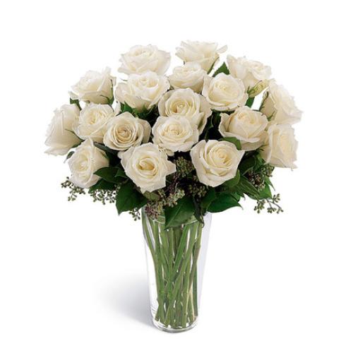 Λευκό κύμα Ανθοδέσμη με είκοσι άσπρα τριαντάφυλλα