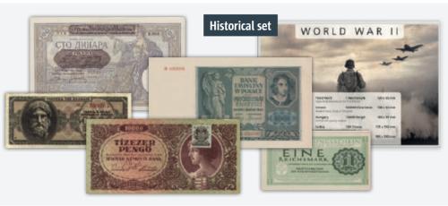 5 Αυθεντικα Χαρτονομίσματα Β 'Παγκοσμίου Πολέμου, 1939-1945