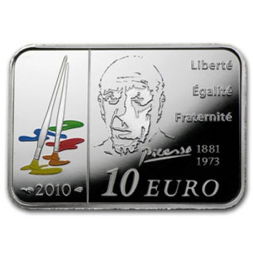 10€, Πάμπλο Πικάσο, Ασήμι 900 Proof, Γαλλία 2010