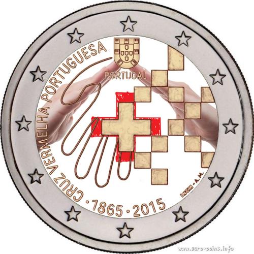2 €, Έγχρωμο, 150 έτη του Ερυθρού Σταυρού, Πορτογαλία, 2015