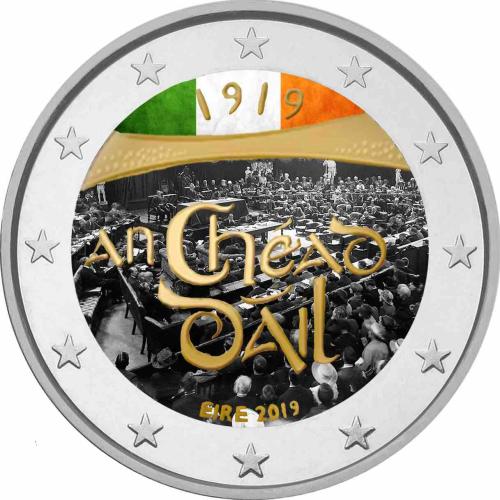 2 Ευρώ, Έγχρωμο, 100 χρόνια από την ίδρυση της Βουλής των Αντιπροσώπων, Ιρλανδία, 2019