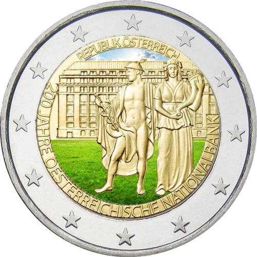 2 Ευρώ, Έγχρωμο, 200 χρόνια της Εθνικής Τράπεζας της Αυστρίας, Αυστρία, 2016