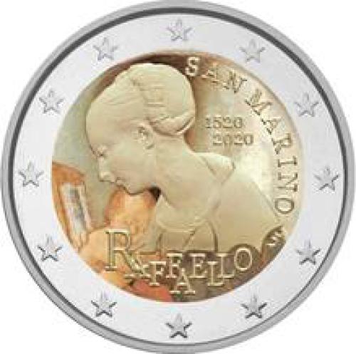 2 Ευρώ, Έγχρωμο, 500 Χρόνια από το Θάνατο του Ραφαήλ, Σαν Μαρίνο, 2020