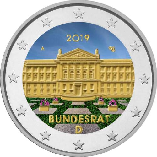 2 Ευρώ, Έγχρωμο, 70ή επέτειος της ίδρυσης του Ομοσπονδιακού Συμβουλίου, Γερμανία, 2019