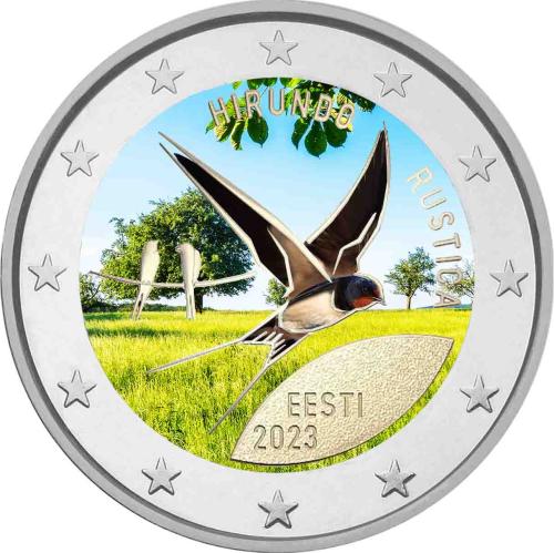 2 ευρώ, Εγχρωμο το χελιδόνι του αχυρώνα, Εσθονία, 2023