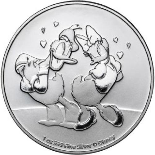 Disney, 2$, 1oz, 999, Ασήμι,Νόμισμα - Daisie -Donald, Νέα Ζηλανδία, 2021