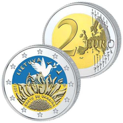 Έγχρωμο νόμισμα 2 ευρώ Μαζί με την Ουκρανία Λιθουανία, 2023