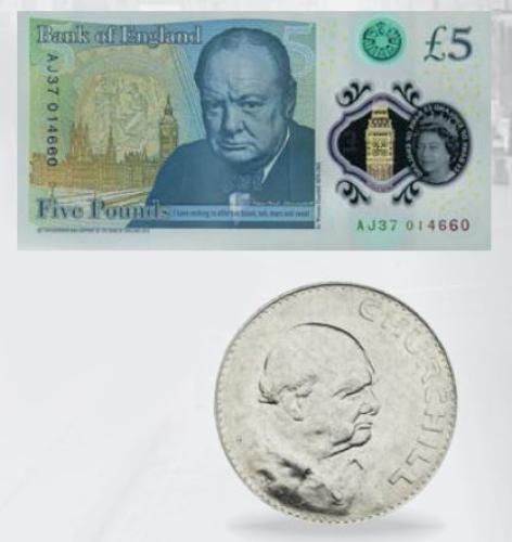 Ουινστον Τσώρτσιλ, Νόμισμα & χαρτονόμισμα!