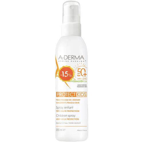 A-Derma Promo Protect Kids Sunscreen Spray for Face & Body Spf50+ Αντηλιακό Spray Προσώπου, Σώματος Πολύ Υψηλής Προστασίας για την Ευαίσθητη Παιδική Επιδερμίδα 200ml σε Ειδική Τιμή