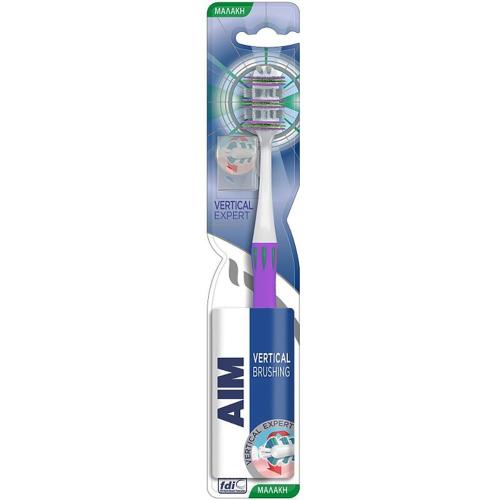 Aim Vertical Expert Toothbrush Soft Μαλακή Οδοντόβουρτσα με Θυσάνους σε Σχήμα Βεντάλιας 1 Τεμάχιο - Μωβ