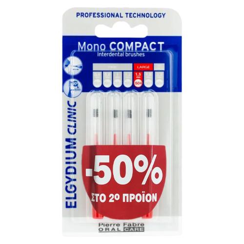 Elgydium Promo Clinic Mono Compact Interdental Brushes 0.7mm Μεσοδόντια Βουρτσάκια για Άτομα με Εμφυτεύματα, Σιδεράκια 2x4 Τεμάχια σε Ειδική Τιμή