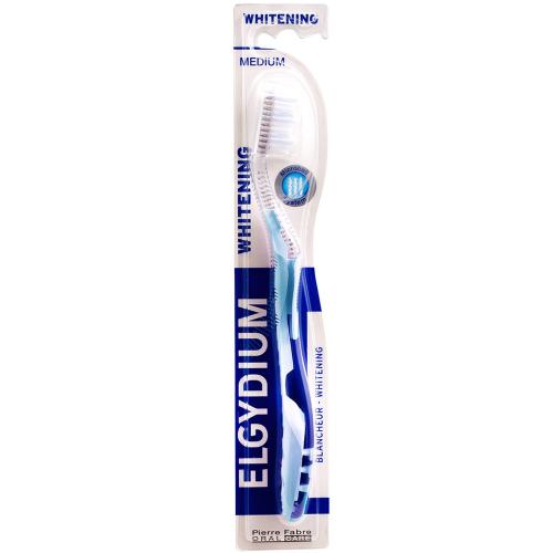Elgydium Whitening Medium Toothbrush Μέτρια Οδοντόβουρτσα για πιο Λευκά Δόντια 1 Τεμάχιο - Μπλε
