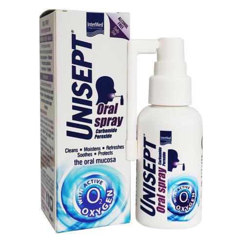 Intermed Unisept Oral Spray With Carbamide Peroxide Στοματικό Εκνέφωμα για την Υγιεινή Φροντίδα της Στοματικής Κοιλότητας 50ml