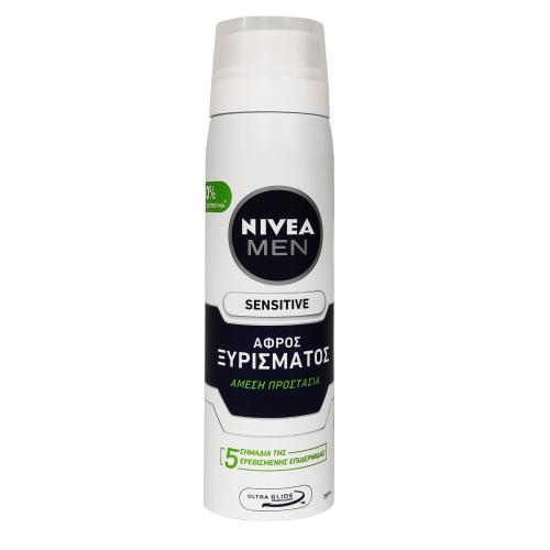 Nivea Men Sensitive Shaving Foam Αφρός Ξυρίσματος Χωρίς Οινόπνευμα για Ευαίσθητες Επιδερμίδες 250ml
