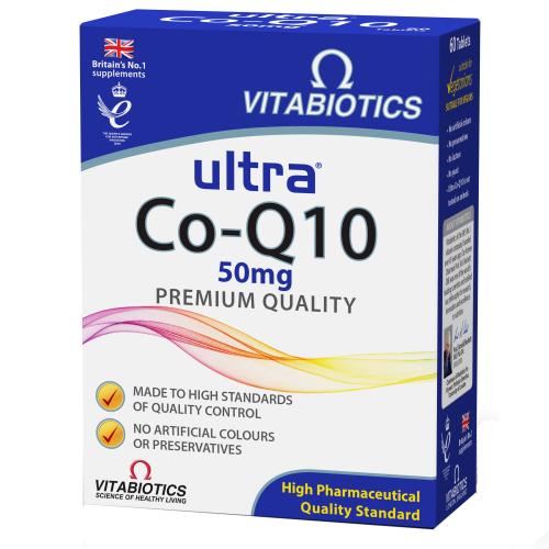 Vitabiotics Ultra Co-Q10 50mg Premium Quality Συμπλήρωμα Διατροφής με Υψηλής Ποιότητας Συνενζύμου Q10 Ιδανικό για Αθλητές 60tabs