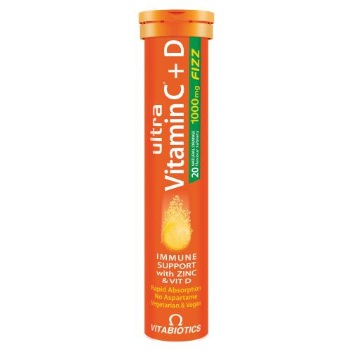 Vitabiotics Ultra Vitamin C & D 1000mg/400IU Συμπλήρωμα Διατροφής για Ενίσχυση του Ανοσοποιητικού 20 Effer.tabs