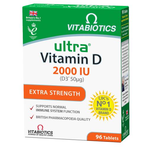 Vitabiotics Ultra Vitamin D 2000IU Συμπλήρωμα Διατροφής Βιταμίνης D για Καλή Υγεία Οστών, Μυών & Ανοσοποιητικού 96tabs
