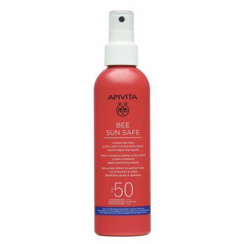 Apivita Bee Sun Safe Hydra Melting Ultra-Light Face & Body Spray With Marine Algae & Propolis Spf50, 200ml