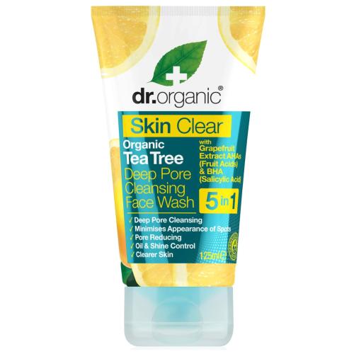 Dr Organic Skin Clear Organic Tea Tree Deep Pore Cleansing Face Wash Καθαριστικό Προσώπου για Λιπαρή Επιδερμίδα 125ml