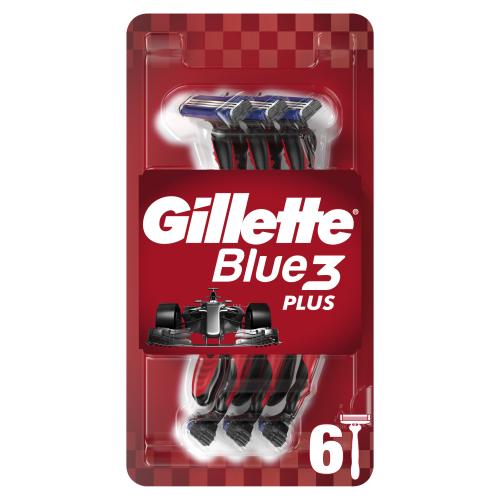 Gillette Blue3 Plus Red Disposable Razors Ανδρικά Ξυραφάκια με 3 Λεπίδες & Επίστρωση Χρωμίου για Βαθύ, Εύκολο Ξύρισμα 6 Τεμάχια