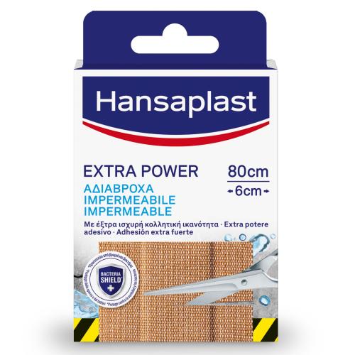 Hansaplast Extra Power Impermeable Bandage 80cm x 6cm Αδιάβροχο Επίθεμα με Έξτρα Κολλητική Ικανότητα 1 Τεμάχιο