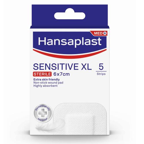 Hansaplast Sensitive XL Sterile 6x7cm Αυτοκόλλητα Αποστειρωμένα Επιθέματα Πληγών & Μετεγχειρητικών Τραυμάτων 5 Τεμάχια