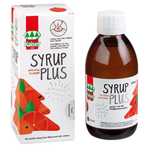 Kaiser Syrup Plus Orange Flavor Σιρόπι για τον Ερεθισμένο Λαιμό Γεύση Πορτοκάλι 200ml