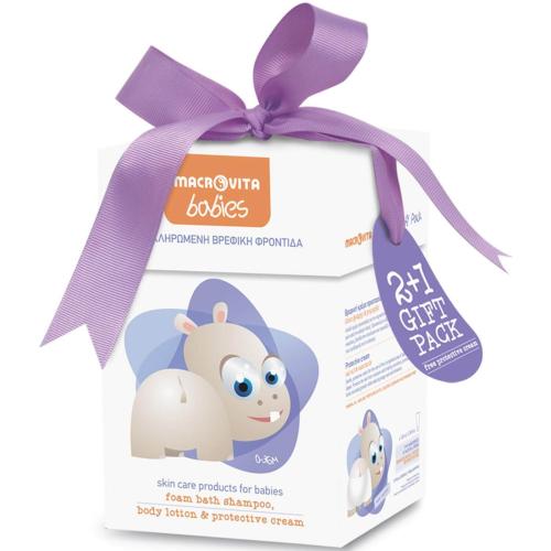 Macrovita Babies Πολυσυσκευασία Δώρου Βρεφικής Περιποίησης με Foam Bath Shampoo 300ml, Body Lotion 150ml, Protective Cream 100ml
