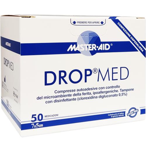 Master Aid Drop Med 7cm x 5cm Αυτοκόλλητες Αντικολλητικές Γάζες 50 Τεμάχια