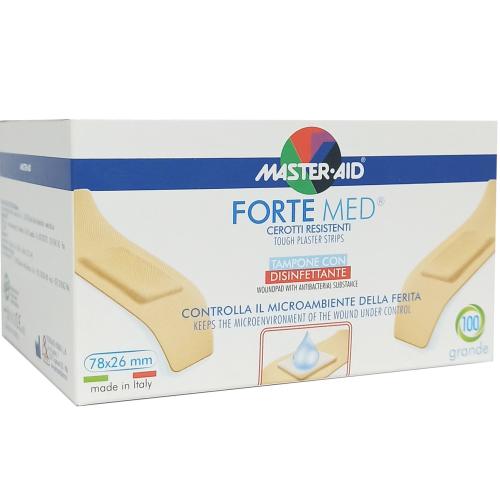 Master Aid Forte Med Tough Plaster Strips Αυτοκόλλητο Ανθεκτικό Επίθεμα για Μικροτραύματα Μπεζ Grande 78x26mm 100 Τεμάχια