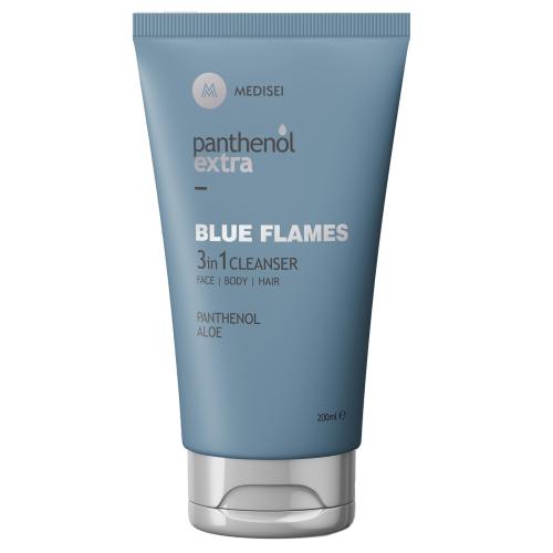 Medisei Panthenol Extra Blue Flames 3 in 1 Gel Cleanser Ανδρικό Αφρόλουτρο & Σαμπουάν για Πρόσωπο, Σώμα & Μαλλιά 200ml
