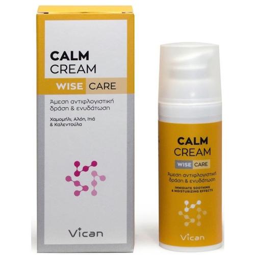 Vican Calm Cream Wise Care Ενυδατική, Καταπραϋντική Κρέμα με Άμεση Αντιφλογιστική & Ενυδατική Δράση 50ml