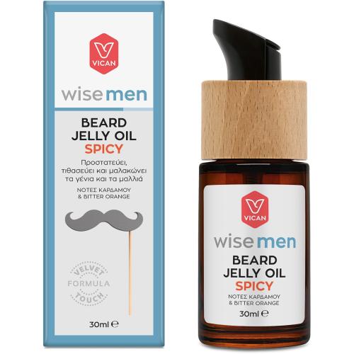 Vican Wise Men Beard Jelly Oil Spicy Λαδάκι σε Μορφή Gel που Προστατεύει & Μαλακώνει τη Γενειάδα & τα Μαλλιά του Άνδρα 30ml