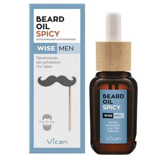 Vican Wise Men Beard Oil Spicy Μαλακτικό Λάδι για την Προστασία της Γενειάδας 30ml