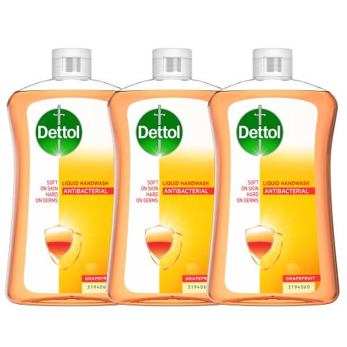 Dettol Πακέτο Προσφοράς Liquid Soap Grapefruit Refill Ανταλλακτικό, Αντιβακτηριδιακό, Υγρό Κρεμοσάπουνο Χεριών με Γκρέιπφρουτ 3x750ml