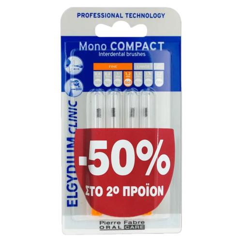 Elgydium Promo Clinic Mono Compact Interdental Brushes 0.6mm Μεσοδόντια Βουρτσάκια για Άτομα με Εμφυτεύματα, Σιδεράκια 2x4 Τεμάχια σε Ειδική Τιμή