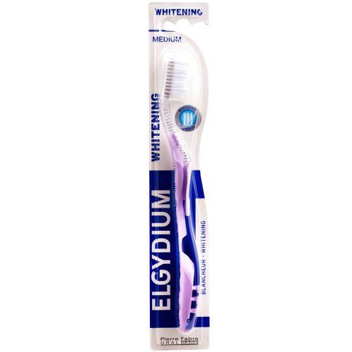 Elgydium Whitening Medium Toothbrush Μέτρια Οδοντόβουρτσα για πιο Λευκά Δόντια 1 Τεμάχιο - Μωβ