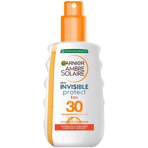 Garnier Ambre Solaire Invisible Protect Tan Face & Body Spray Spf30 with Vitamin E & Carotene Διαφανές Αντηλιακό Προσώπου, Σώματος Υψηλής Προστασίας για Ενίσχυση του Μαυρίσματος 200ml