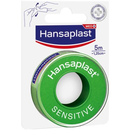 Hansaplast Sensitive Αυτοκόλλητη Ταινία Στερέωσης Φιλική προς το Δέρμα, Υποαλλεργική 5m x 1.25cm 1 Τεμάχιο