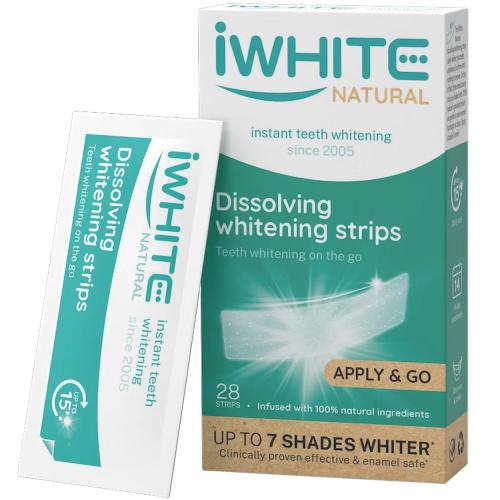 iWhite Natural Dissolving Whitening Strips Διαλυόμενες Ταινίες Λεύκανσης Δοντιών 28 Τεμάχια
