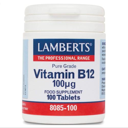 Lamberts Vitamin B12 100μg Συμπλήρωμα Διατροφής για τη Καλή Λειτουργία του Νευρικού Συστήματος 100tabs