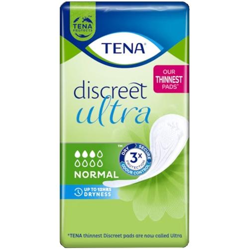 Tena Discreet Ultra Normal Σερβιέτες Ακράτειας Χωρίς Άρωμα για Διακριτική Τριπλή Προστασία 16 Τεμάχια