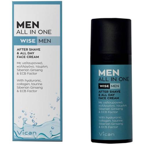 Vican Wise Men All in One After Shave & All Day Face Cream Φροντίδα Ενυδάτωσης & Λάμψης της Ανδρικής Επιδερμίδας 50ml